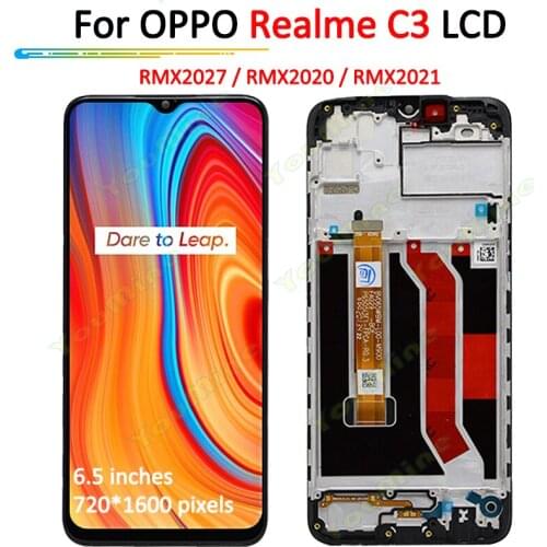 6.5"IPS For OPPO Realme C3 LCD Display Touch Screen Digitizer with Frame Assembly For Realme C3 RMX2027, RMX2020, RMX2021