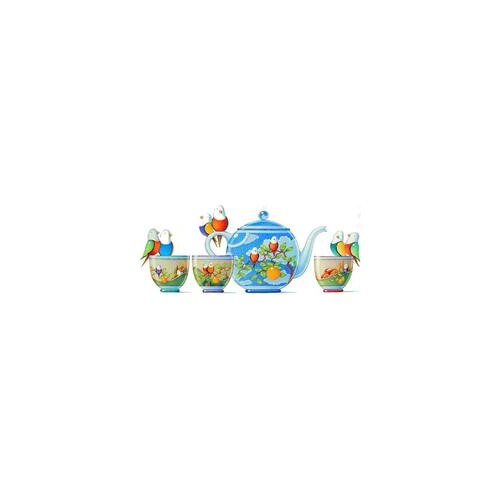 002 Parrot Teapot Needlework,For Embroidery,DIY 14CT Unprinted Arts Cross stitch kits Set Cross-Stitching Home Decor