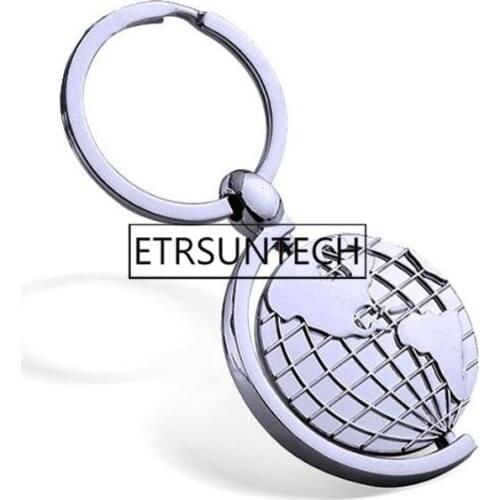 100pcs Metal Zinc Alloy Globe Keychain Round Keyring Wedding Party Favor and Gift Promotion Souvenir