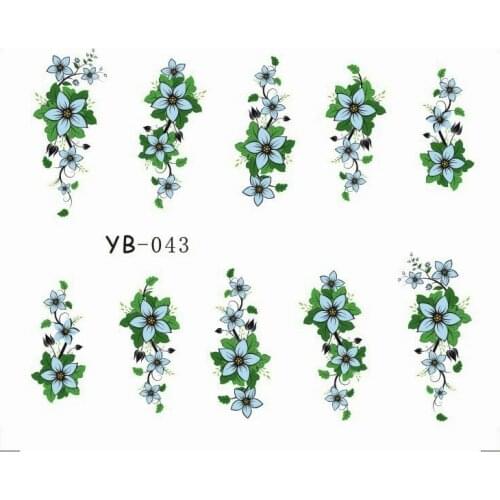 1X Nail Sticker Large Flower Vine Lily Water Transfers Stickers Nail Decals Opp Sleeve Packing YB043-048