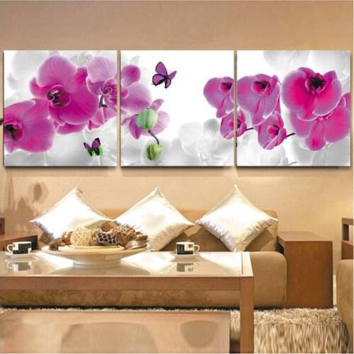3 Panel Modern Butterfly Flower Paintings Pictures Decoracion Canvas Art Wall Decor For Living Room Prints Unframed PR158