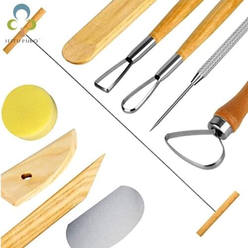 8pcs/set Pottery Clay Ceramics Molding Tools Carving Sculpting Kit Smoothing Wax Carving Drawing Handmade Wooden Sculptures DDJ