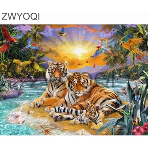 5D DIY Diamond embroidery Full Round Diamond mosaic Tiger bird sea Full Square Diamond painting Cross stitch Tiger bird sunshine