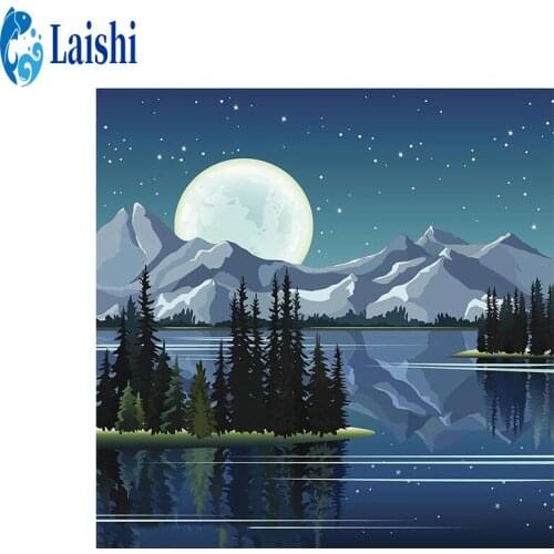 Diamond Embroidery Cartoon seascape moon Cross Stit full round Diamond Painting Kits Mosaic Sale Rhinestones Art Handwork Gif