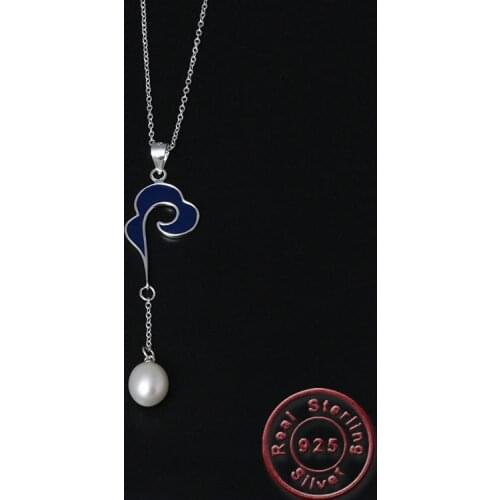 Amxiu Cute Cloud Clavicular Chain Necklace White Freshwater Pearl Pendant Necklace S925 Silver Jewelry For Women Girls Necklaces