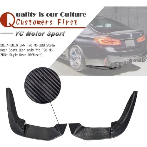 Car Accessories CF Carbon Fiber 3DD Style Rear Spats Fit For 2017-2019 F90 M5 Rear Bumper Diffuser Spats Splitters Car Stying