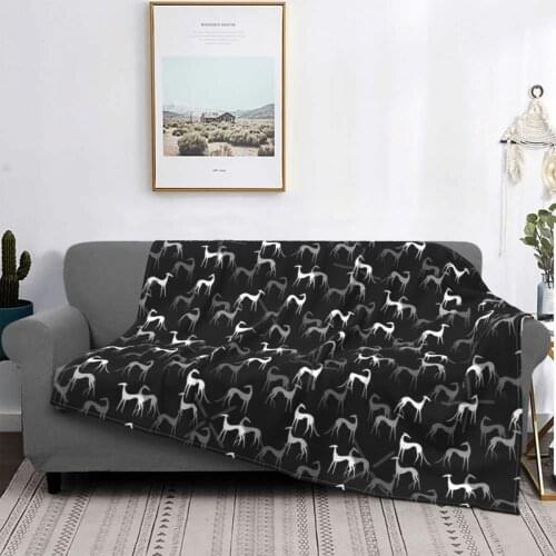 Sighthounds In Black Throw Blanket Quilted Bedspread 220 X 240 Plaid Fluffy Beach Blanket Picnic Blanket Cast Sofa Cotton