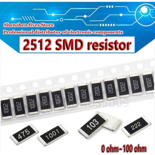 50Pcs 2512 SMD chip fixed resistor 1% 1W 0.1R 0.01R 0.05R 0.001R 0.33R 1R 0R 10R 100R 2W 0.001 0.01 0.1 0.33 0.05 1 0 10 100 ohm