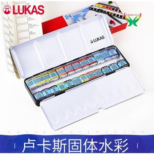 Germany imported LUKAS Lucas watercolor paint set,24 color iron box solid watercolor paint, artist master set,Artist Quality