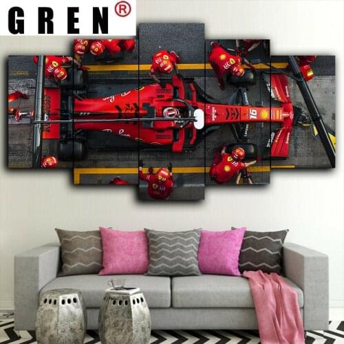 GREN Canvas Wall Art F1 Ferrari Charles Leclerc Print HD Pictures 5 panel poster no Framed Paintings Living Room Home Decor
