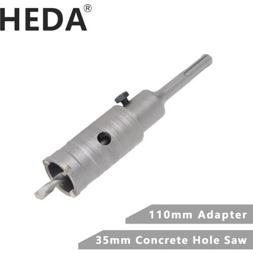 HEDA 35mm Concrete Tungsten Carbide Alloy Core Hole Saw SDS PLUS Electric Hollow Drill Bit Air Conditioning Pipe Cement Stone