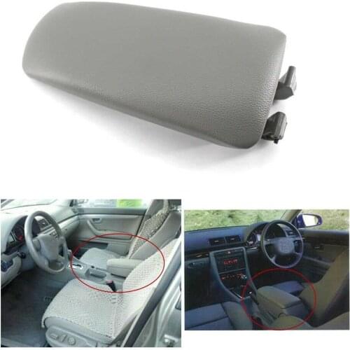 PU Leather Armrest Cover Center Console Lid w/ Plastic for Audi A4 B6 B7 2002-2008 Gray