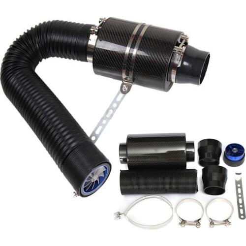 JX-LCLYL Car Carbon Fibre Cold Feed Induction Kit Air Filter Intake Pipe Fan Reducer