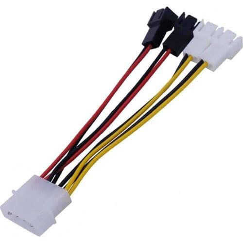 1pcs/lot Computer Cooling Fan Power Cables 4Pin Molex To 3Pin Fan Power Cable Adapter Connector 12v*2/5v*2 for CPU PC Case Fan