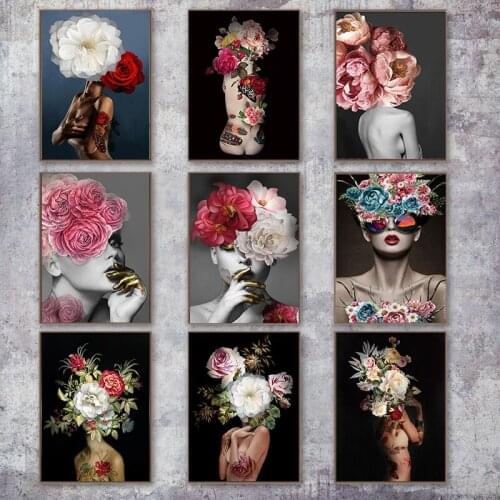 DIY Painting By Numbers Flower Woman Wall Art Oil Painting Abstract Canvas Painting Decoration Picture Nordic Modern Living Room