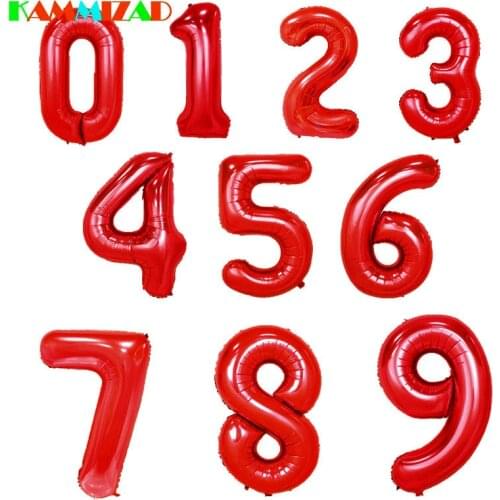Red Number Balloons 40inch Figure Birthday Party Foil Helium Cheering Home Decoration Wedding Ballon Anniversary 50pcs/lot Globo