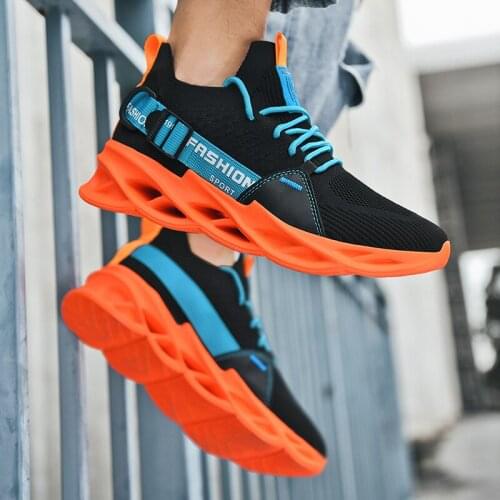 Mens Sneakers Knitted Light Sports Shoes Male Running Shoes Fashion Non-slip Athletic Casual Sneaker