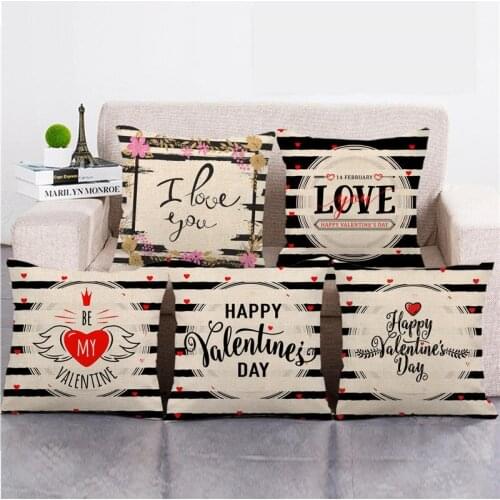 Kussenhoes Valentines Day Gift Pillow Cover Artificial Linen Cushion Covers 45*45cm Housse De Coussin Home Decor Pillow Case