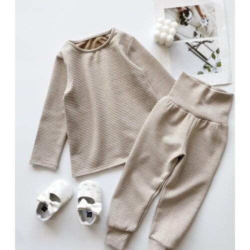 Soft Baby Kids Pajamas Sets Cotton Boys Sleepwear Suit Autumn Girls Long Sleeve Underwears Tops+Pants 2pcs Children Clothing