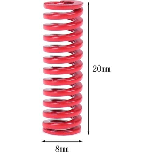 New Red Medium Load Compression Spring Outer Diameter 8mm Loading Die Mold Spring Length 20mm
