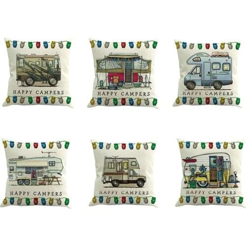 New Hot New Fashion Happy Campers Cushion Cover Throw Pillow Case Home Decor High Quality #3