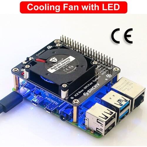 Raspberry Pi 4B Development Board Cooling Fan with LED Ambient Light Turbo Fan CE Certification for Raspberry Pi 4B/3B+/3B/3A