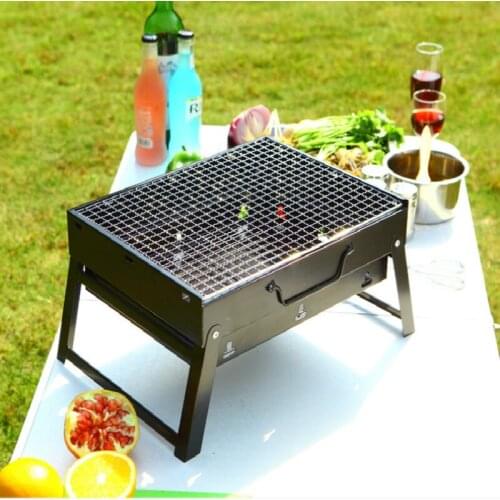 Portable Barbecue Stove Charcoal BBQ Grill Patio Camping Picnic Burner Foldable Black Steel Stove Portable Simple Barbecue Stov