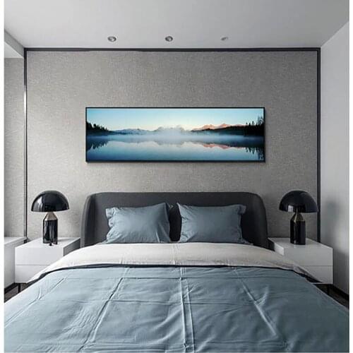 Attractive Lakeside scenery forest sun Modern Nordic style porch Living Room Decorative Picture Canvas Wall Art Poster Painting