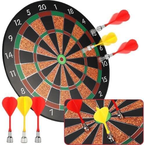Durable 12'' Two Side Printing Magnetic Dart Board Dartboard with Set of 6 Steel Tip Brass Dart for Tournament Tavern Darts Game