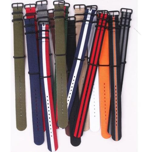 Nato Solid PVD Black Buckle Stripe Orange Wholesale zulu 18mm 20mm 22mm 24mm Watchband Watches Strap Band Belts