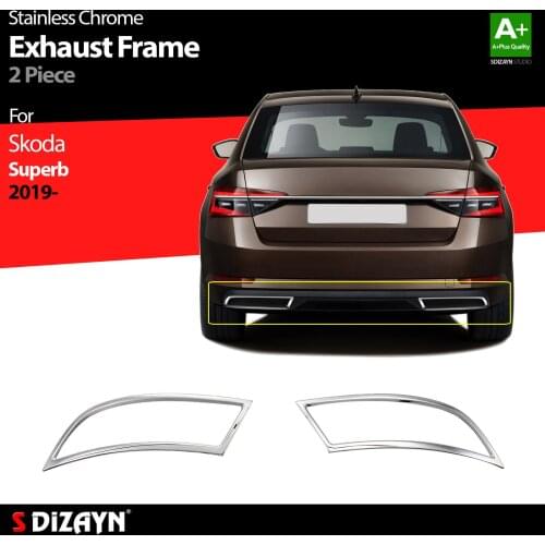 For Skoda SuperB Chrome Exhaust Frame Stainless Steel 2 Pcs Model Year 2020