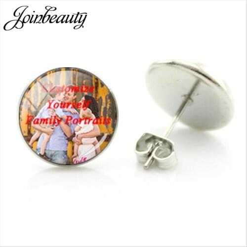JOINBEAUTY Customize Yourself Family Portrait Photo Stud Earring Mother Daughter Family Member Jewelry Souvenir Gift NA01