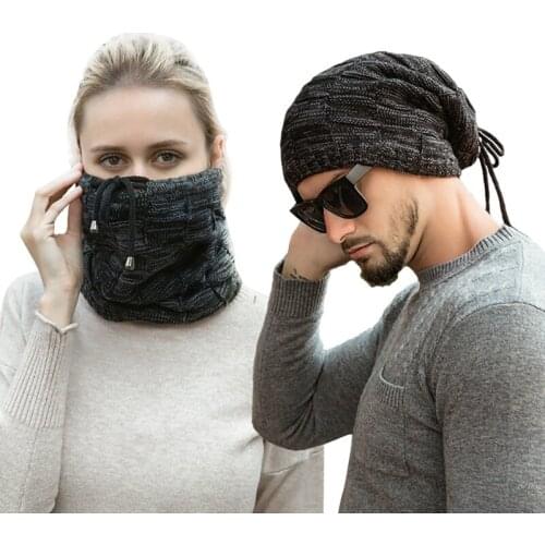 3 in 1 Multifunctional Scarf Women Men Winter Thermal Fleece Scarfs Unisex Snood Neck Warmer Face Mask Beanie Hats