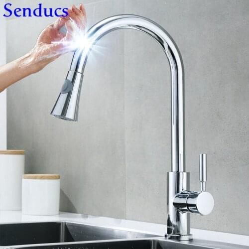 Kitchen Faucet Senducs Touch Kitchen Faucet Quality Stainless Steel Pull Out Sensor Kitchen Tap Touch Control Kitchen Faucet