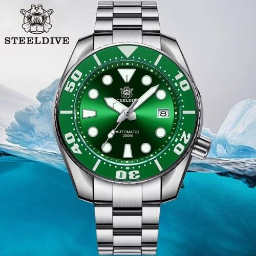 STEELDIVE 1971 Automatic Mechanical Watch 43.8mm 316L Steel Mechanical Watches NH35 Sapphire Crystal BGW9 Luminous Ceramic Bezel
