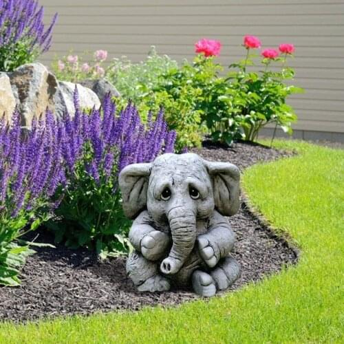 Elephant Statue Animal Resin Figurines Art Cute Outdoor Garden Ornament Sculpture Home Decor Garden Outdoor Decoration