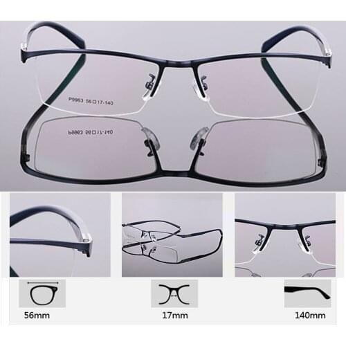 Ultralight Business Eyebrow Half-rim Gentry Frame Custom Made Prescription Glasses Photochromic Grey/Brown Myopia Near-sighted