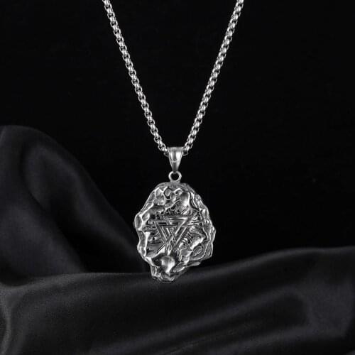Punk Stainless Steel Viking Necklace Mens Vegvisir Irregular Pendant Valknut Necklaces Scandinavian Norse Jewelry Wholesale