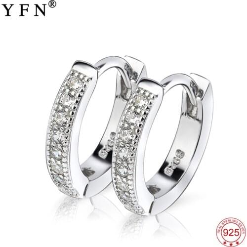 High Quality Earrings 100% Real 925 Sterling Silver Earring Sweet Crystal Hoop Earrings Charming Jewelry For Women GNE0471