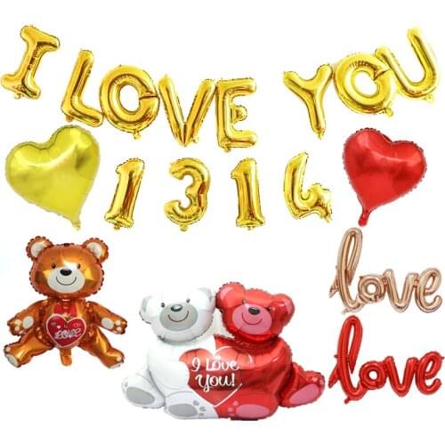 I LOVE YOU 1314 Letter Foil Balloons Rose Gold Heart Balloons Anniversary Wedding Valentines Day Birthday Party Decoration