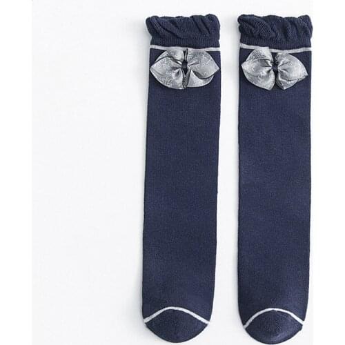3-12 Years Girls Socks Sweet Bow Socks Spring Autumn Girls Princess Middle Long Tube College Style Socks 3 Colors