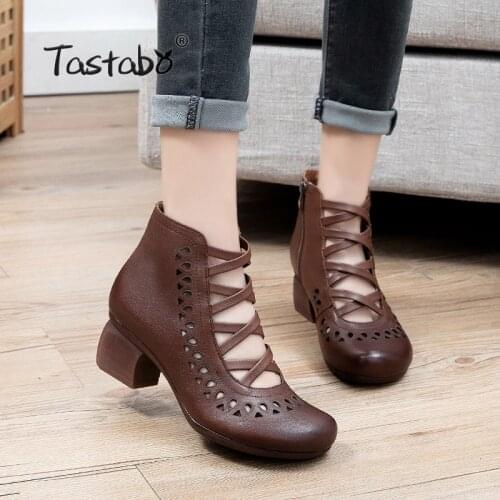 2021 New Spring Sandals Genuine Leather Women Shoes Retro Flat Casual Sewing Ladies Sandals