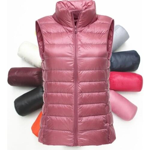 2021 Women Ultra Light White Duck Down Vest Autumn Spring Casual Slim Sleeveless Coat Women Windproof Down Jacket Warm Waistcoat