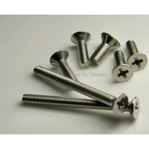 100pcs Metric M3*8mm 304 Stainless Steel Cross Recessed Phillips Flat Head Screws