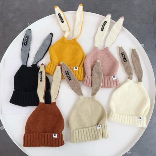 2020 Warm Knitted Cute Rabbit Long Ear Beanie Hat Knitted Bonnets Kids Girl&Boy Baby Childrens Winter Hats Outdoor Warm Hat