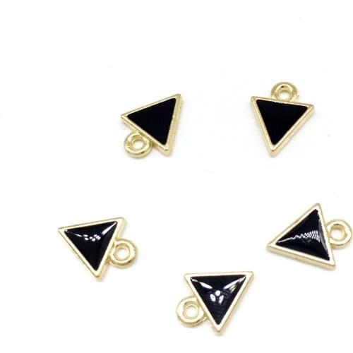 30pcs Trendy Alloy8*10mm Triangle Enamel Charms DIY Pendant Gold Color Dangle Charms Handmade Jewelry for Necklace Bracelet
