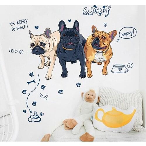 3D Animal Dogs Wall Stickers DIY Vinyl Wall Decoration for Kids Room Cartoon Mural Removable Home Decor Wallpapers 125*115cm