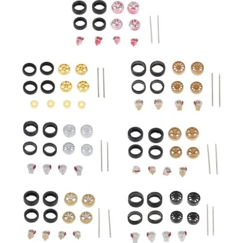 4Pcs 1:64 Modified Vehicle Wheels Rubber Tire Wheels for Car Models