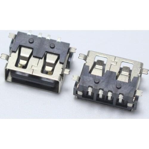 4PCS SMD USB Type A Female jack 4PIN AF 10.0 PCB Mount Socket Connector Black Flat Edge DIY Repair Phone Toy Parts