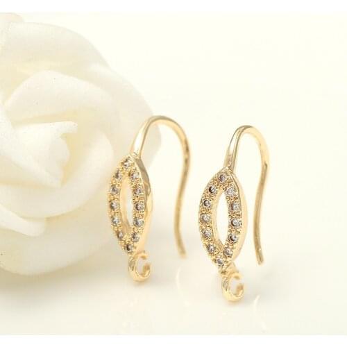 6PCS 14K Gold Color Brass and Zircon Earrings Hooks Jewelry Making Supplies Diy Findings Accessories